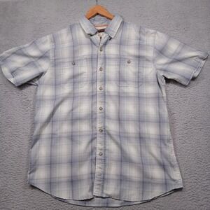 Ridgecut Toughwear Men's‎ L Short Sleeve Plaid Button Up Work Shirt Blue